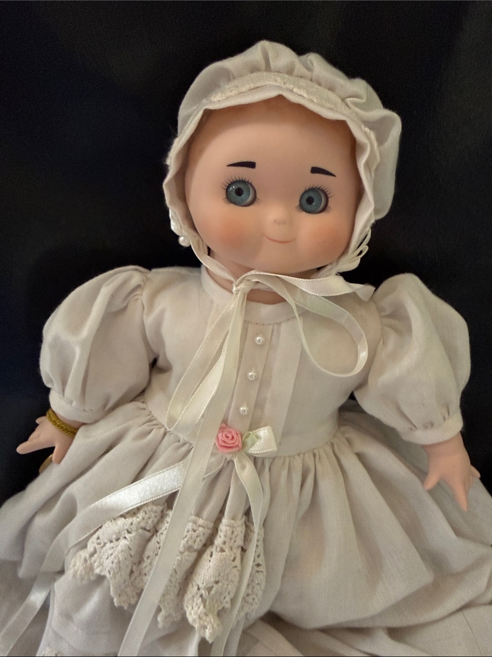 Vintage stunning Goebel Porcelain Doll Christening Gown bisque head hands feet
